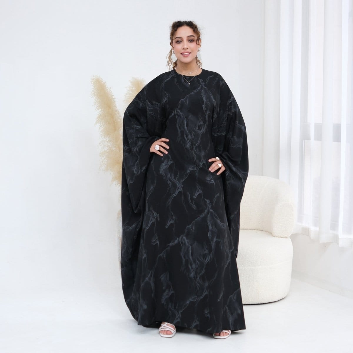 Print Batwing Sleeve Maxi Dress(MA446) - A-1 Thread Vault
