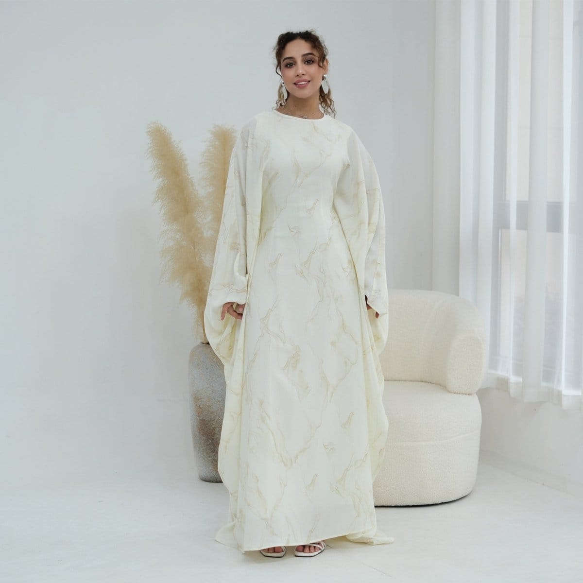 Print Batwing Sleeve Maxi Dress(MA446) - A-1 Thread Vault