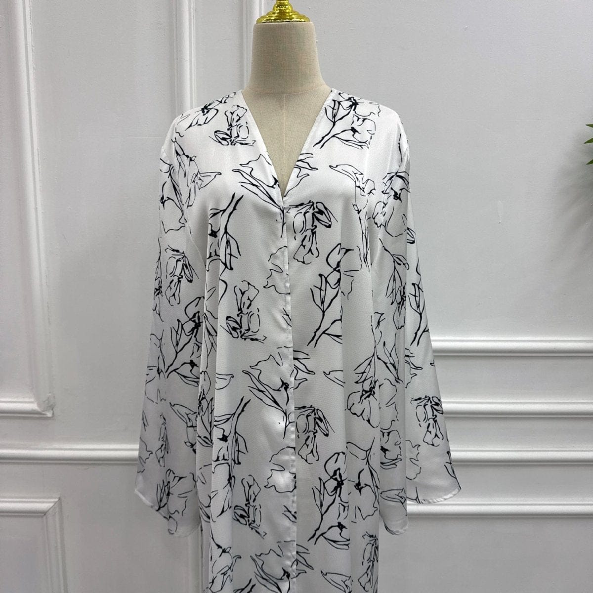 Printed Double-Layer Open Abaya & Hijab Set(MOA324) - A-1 Thread Vault