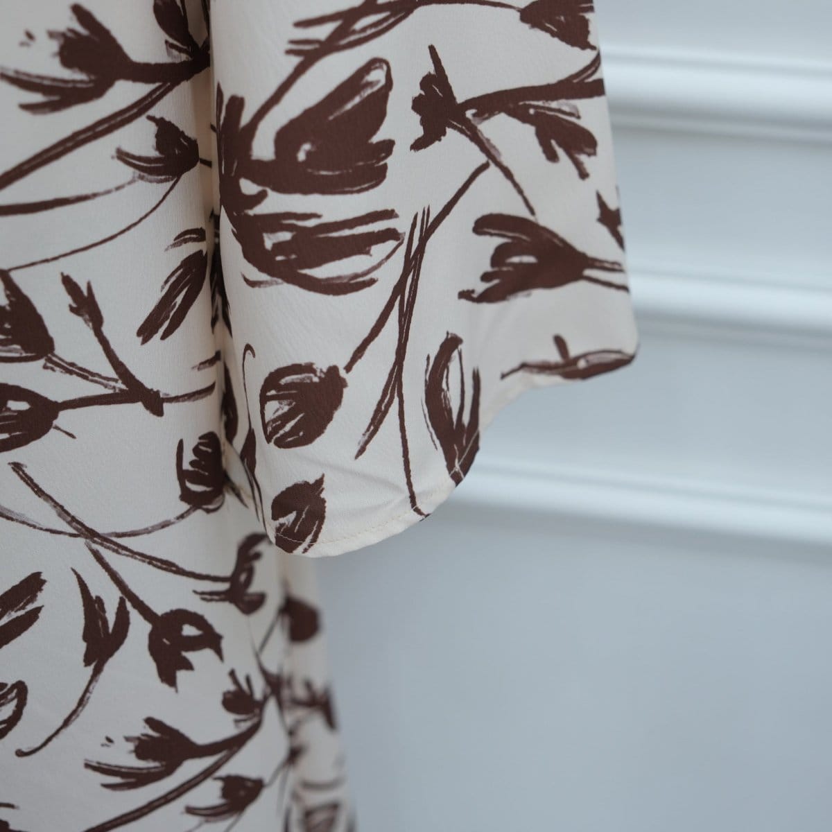 Printed Washed-Crinkle Bell Sleeve Maxi Dress(MS474) - A-1 Thread Vault