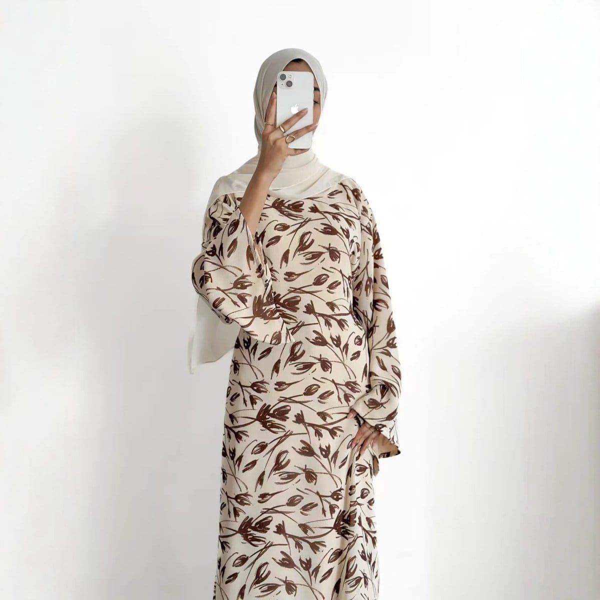 Printed Washed-Crinkle Bell Sleeve Maxi Dress(MS474) - A-1 Thread Vault