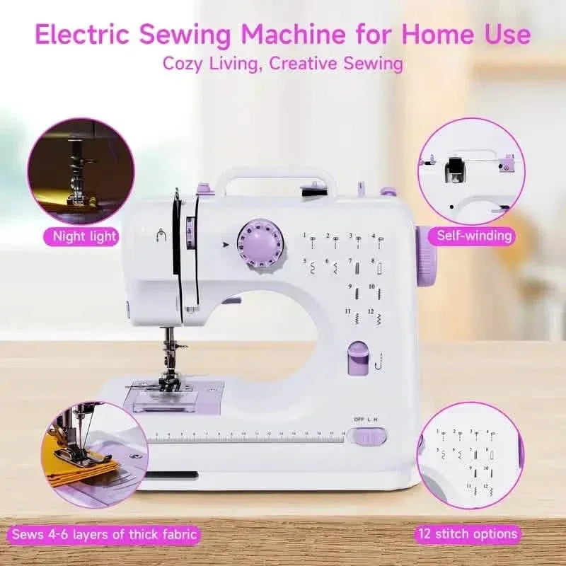 Pro Portable Electric Sewing Machine – 12 Stitches, Adjustable Speed, Multifunctional - A-1 Thread Vault