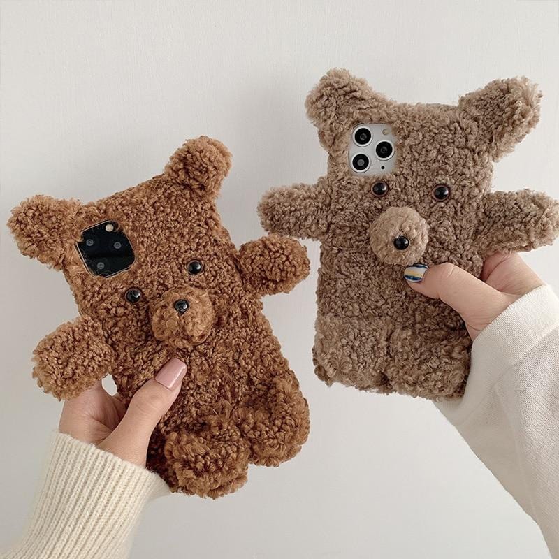 3D Cartoon Plush Bear iPhone Case - A-1 Thread Vault