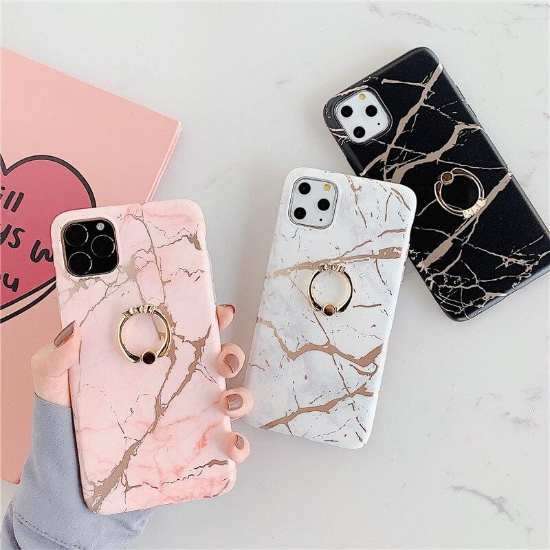 Ring Stand Marble iPhone Case - A-1 Thread Vault