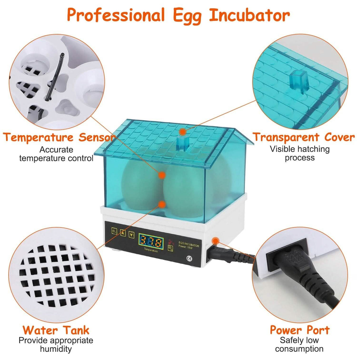 Professional Poultry Hatcher with Digital Display Automatic Temperature Humidity - A-1 Thread Vault