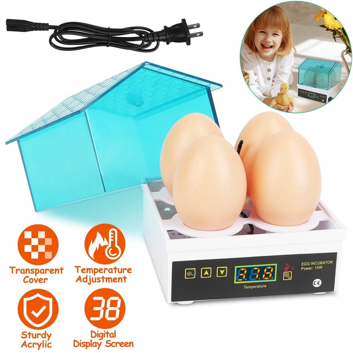 Professional Poultry Hatcher with Digital Display Automatic Temperature Humidity - A-1 Thread Vault