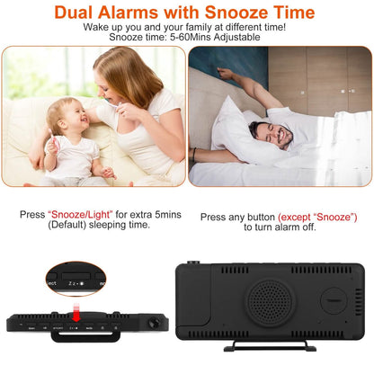 Projection Alarm Clock LED Digital Alarm Clock with Dual Alarms Snooze - A-1 Thread Vault