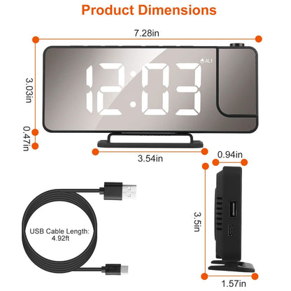 Projection Alarm Clock LED Digital Alarm Clock with Dual Alarms Snooze - A-1 Thread Vault