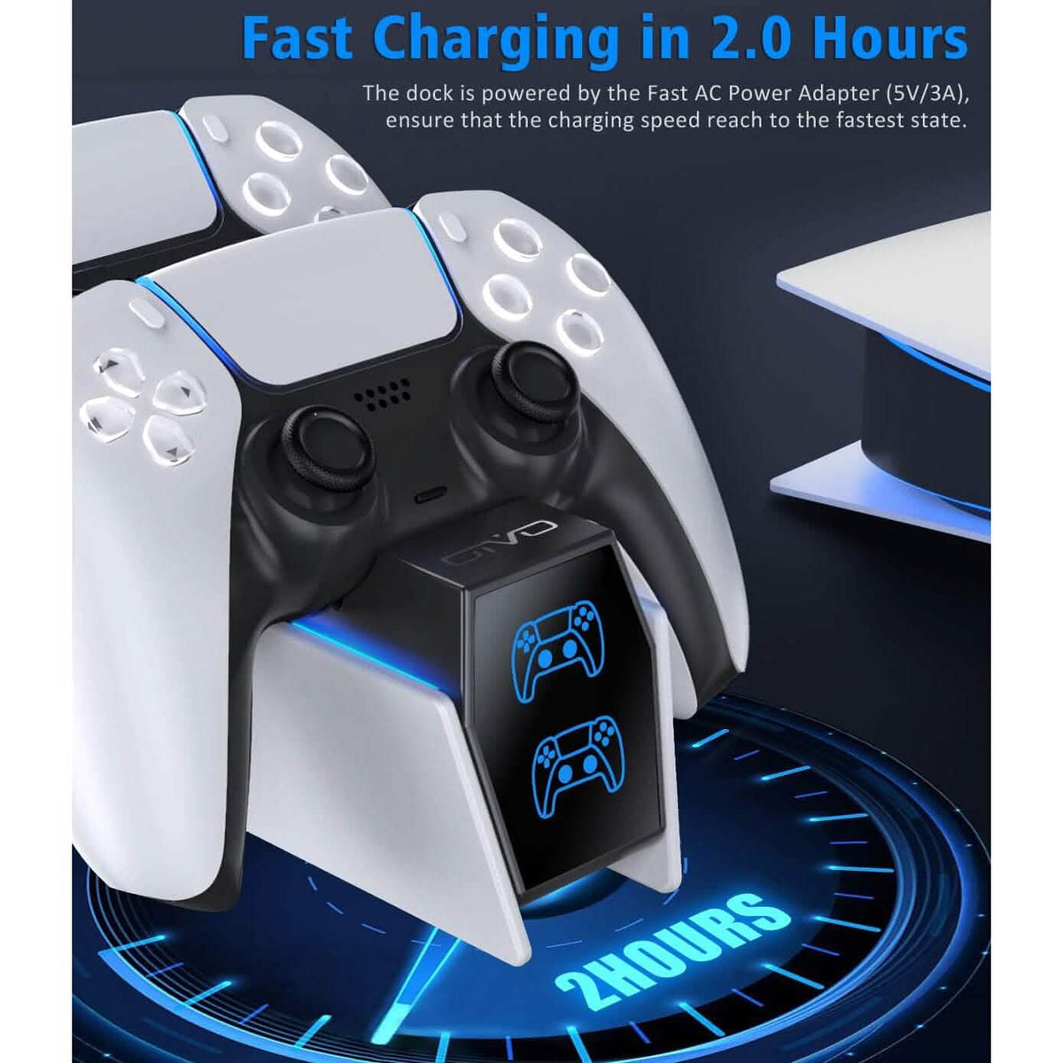 PS5 Controller Charger Station with Fast Charging AC Adapter 5V/3A (Refurbished) - A-1 Thread Vault