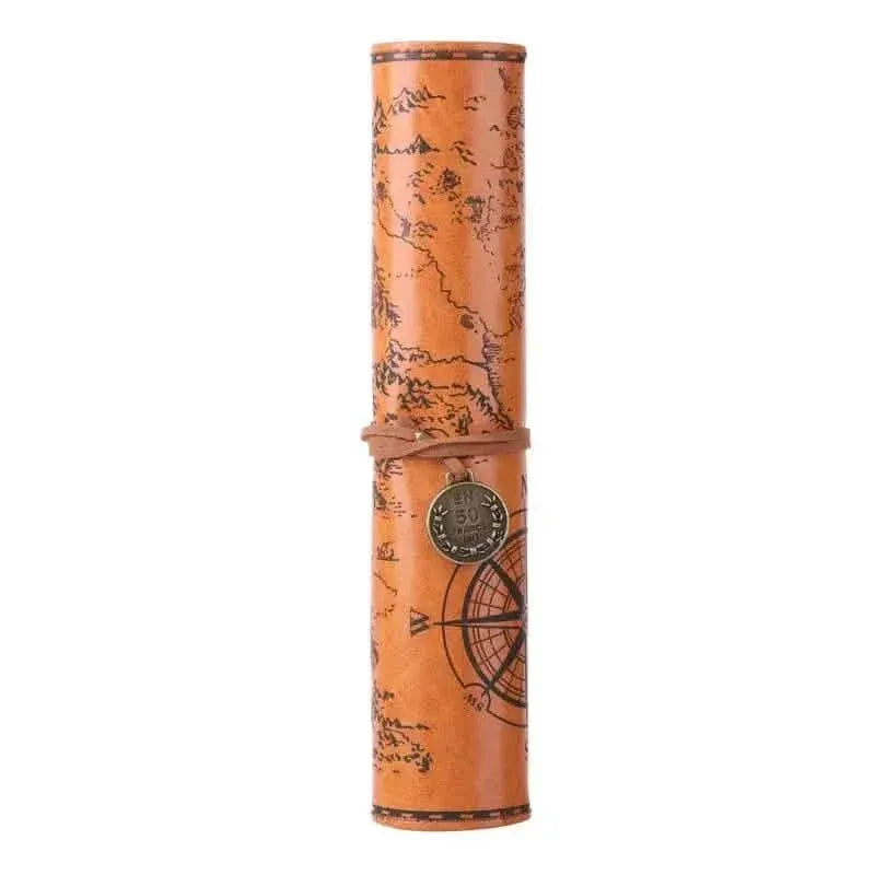 PU Leather Rollup Pen Bag Vintage Creative Map Pencil Case - A-1 Thread Vault