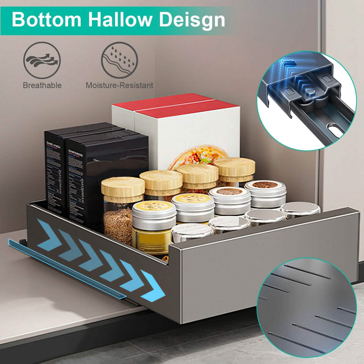 Pull Out Cabinet Organizer Carbon Steel Quiet Slide Rails - A-1 Thread Vault