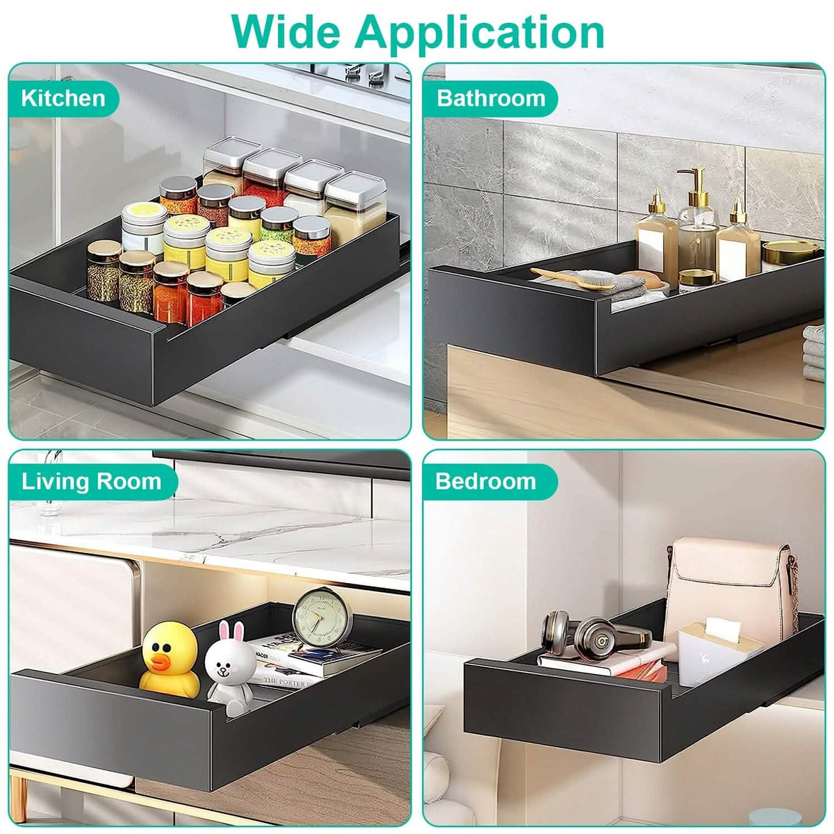 Pull Out Cabinet Organizer Carbon Steel Quiet Slide Rails - A-1 Thread Vault