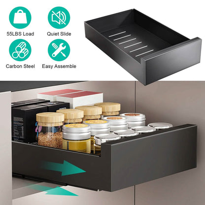 Pull Out Cabinet Organizer Carbon Steel Quiet Slide Rails - A-1 Thread Vault