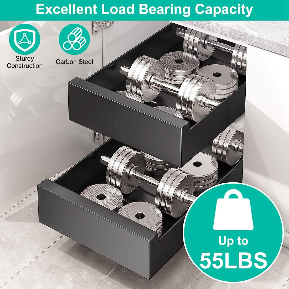 Pull Out Cabinet Organizer Carbon Steel Quiet Slide Rails - A-1 Thread Vault