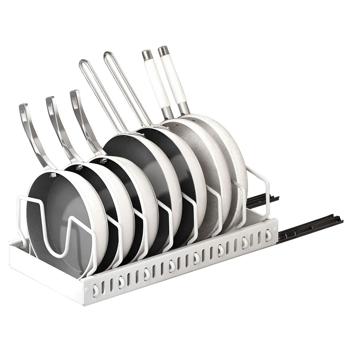 Pull Out Pots and Pans Organizer with 8 Adjustable Dividers - A-1 Thread Vault