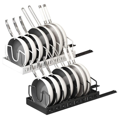 Pull Out Pots and Pans Organizer with 8 Adjustable Dividers - A-1 Thread Vault
