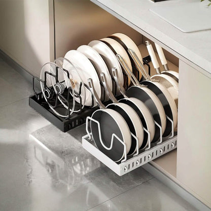 Pull Out Pots and Pans Organizer with 8 Adjustable Dividers - A-1 Thread Vault