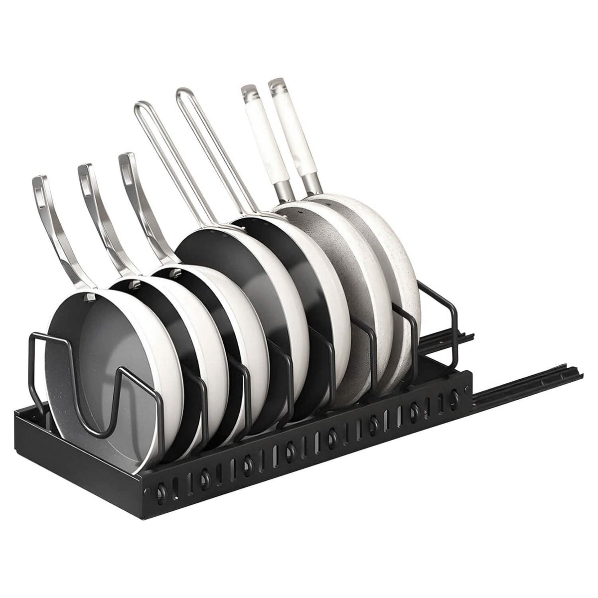 Pull Out Pots and Pans Organizer with 8 Adjustable Dividers - A-1 Thread Vault