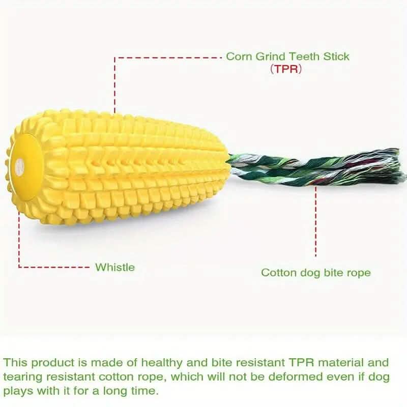 Puppy Dog Teeth Chew Squeaky Interactive Corn Toy - A-1 Thread Vault