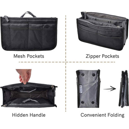 Purse Insert Storage Bag, Versatile Travel Organizer Bag Insert Cosmetic Bag With Multi-Pockets - A-1 Thread Vault