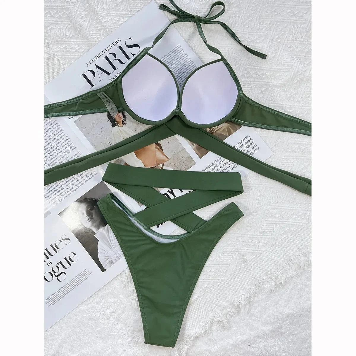 Push Up Bikini 2024 Women Swimsuit Bandage Solid Brazilian Bikini Set High Waist Female Swimwear Women Bathing Suit Beachwear - A-1 Thread Vault