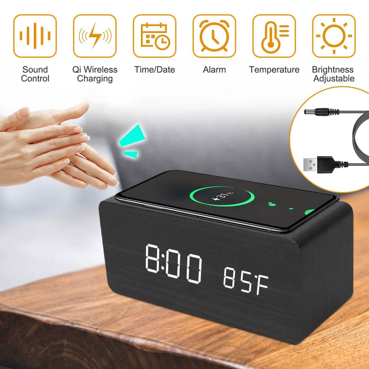 Qi Wireless Charger Digital Alarm Clock - A-1 Thread Vault