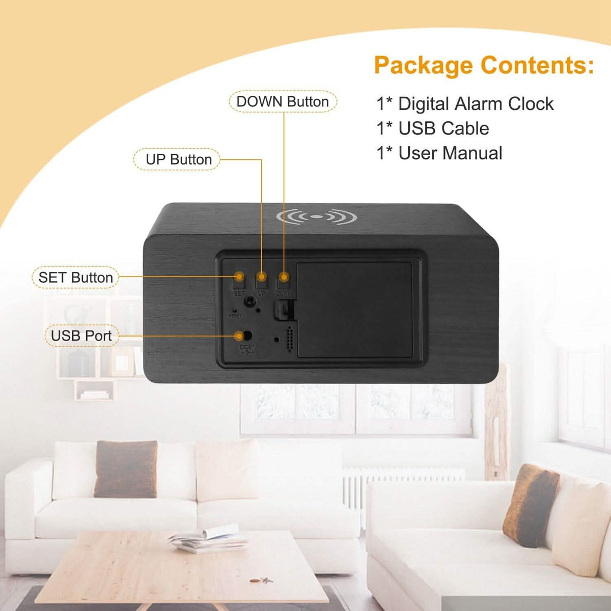 Qi Wireless Charger Digital Alarm Clock - A-1 Thread Vault