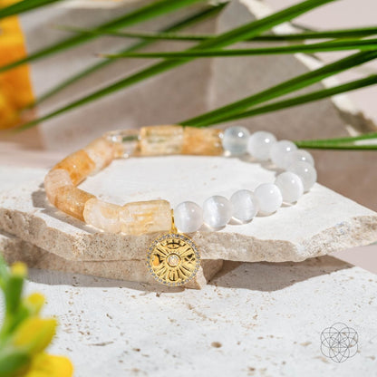 Quartet of Luck - Citrine & Selenite Bracelet of Serendipity - A-1 Thread Vault