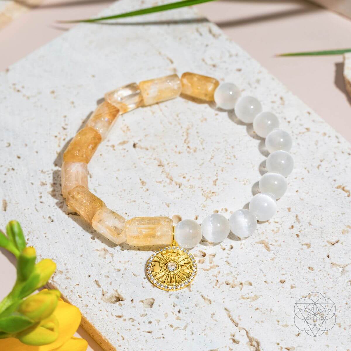 Quartet of Luck - Citrine & Selenite Bracelet of Serendipity - A-1 Thread Vault
