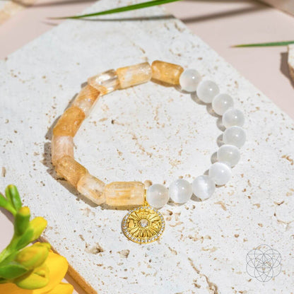 Quartet of Luck - Citrine & Selenite Bracelet of Serendipity - A-1 Thread Vault