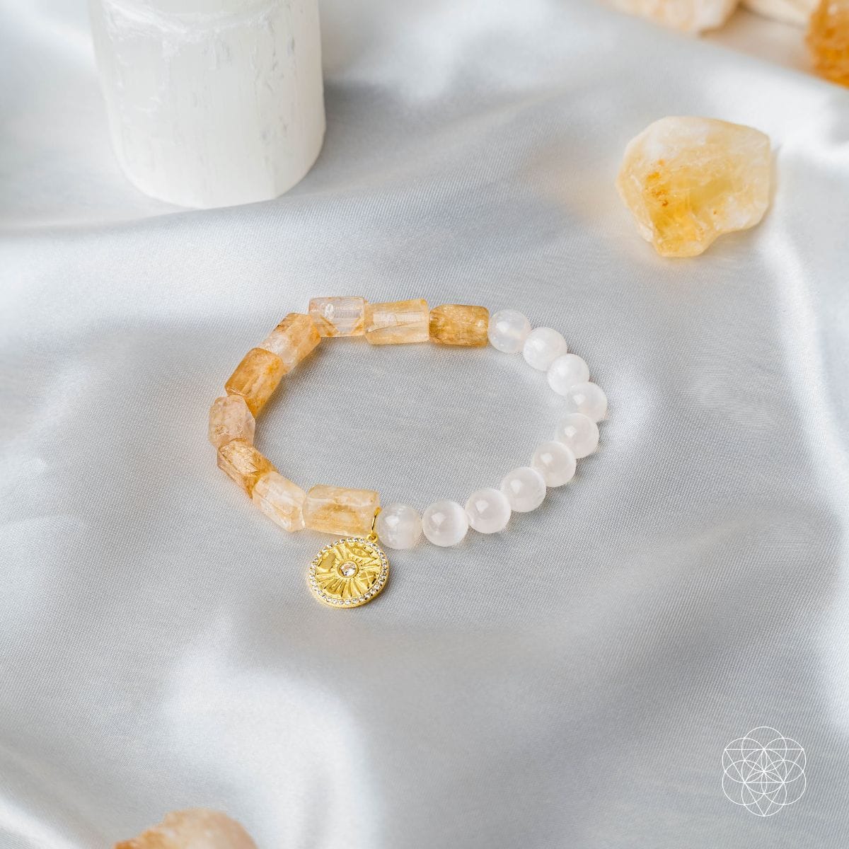 Quartet of Luck - Citrine & Selenite Bracelet of Serendipity - A-1 Thread Vault