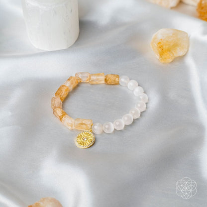 Quartet of Luck - Citrine & Selenite Bracelet of Serendipity - A-1 Thread Vault