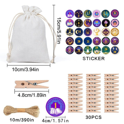Ramadan 1–30 Countdown Calendar Gift Bag Set Drawstring Hanging Pouches (MAC385) - A-1 Thread Vault