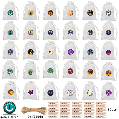 Ramadan 1–30 Countdown Calendar Gift Bag Set Drawstring Hanging Pouches (MAC385) - A-1 Thread Vault