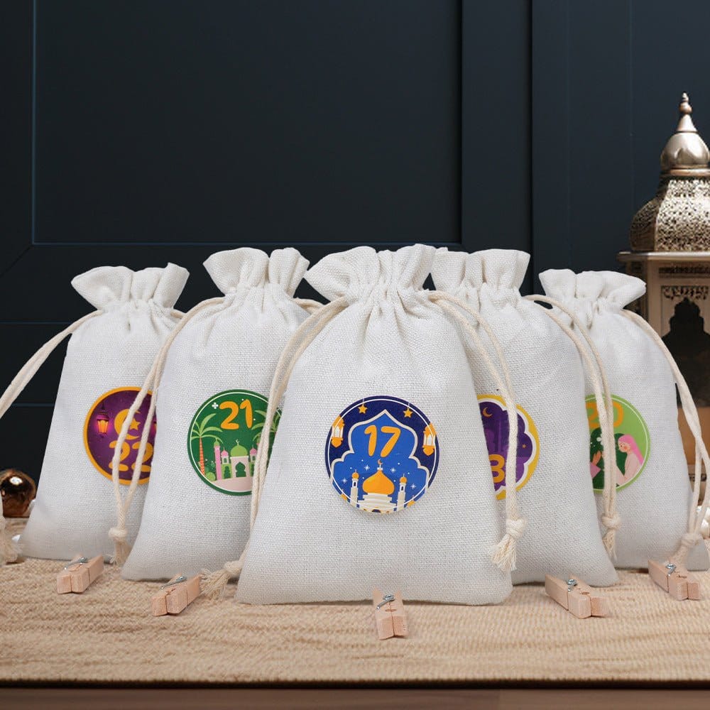 Ramadan 1–30 Countdown Calendar Gift Bag Set Drawstring Hanging Pouches (MAC385) - A-1 Thread Vault