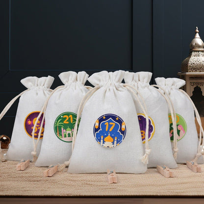 Ramadan 1–30 Countdown Calendar Gift Bag Set Drawstring Hanging Pouches (MAC385) - A-1 Thread Vault