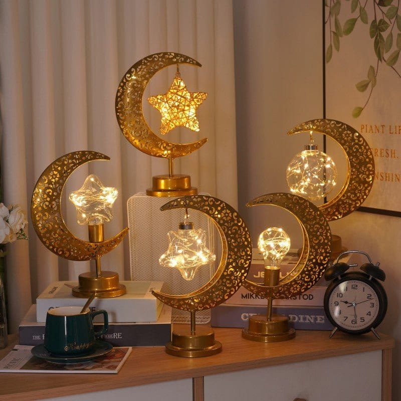 Ramadan Iron Star & Crescent Lamp Festive Candle Holder Decor (MAC399) - A-1 Thread Vault