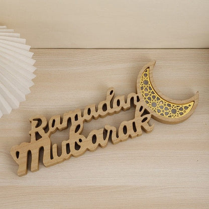 Ramadan Mubarak LED Moon Decor Crescent Craft Ornament (MAC393) - A-1 Thread Vault