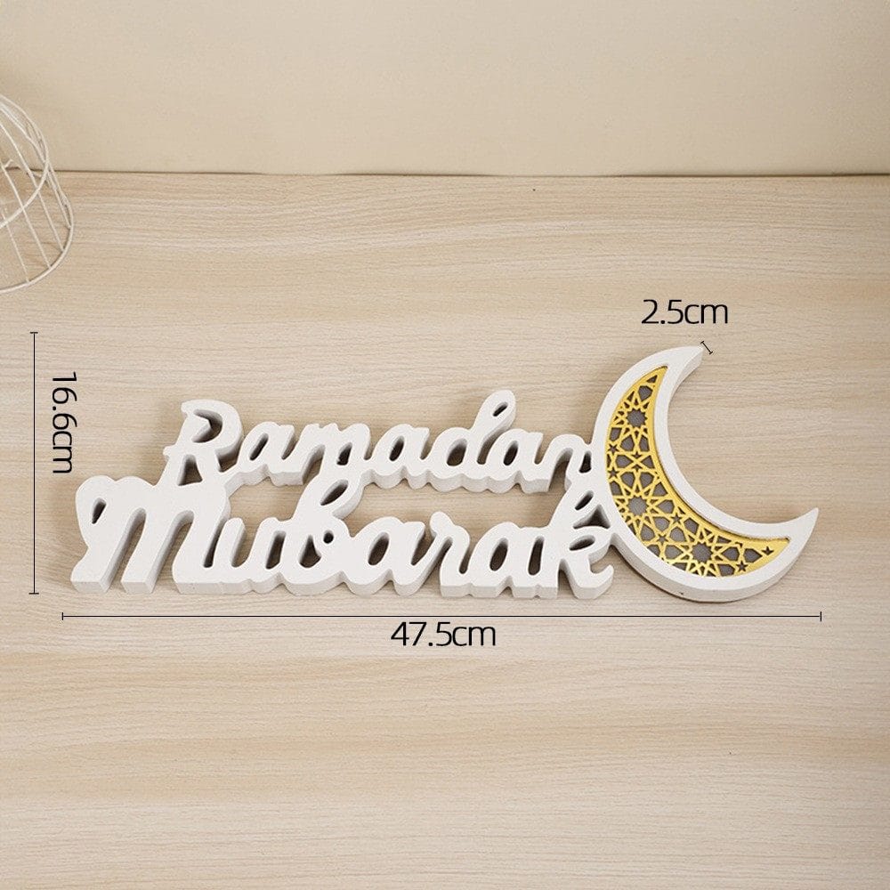 Ramadan Mubarak LED Moon Decor Crescent Craft Ornament (MAC393) - A-1 Thread Vault