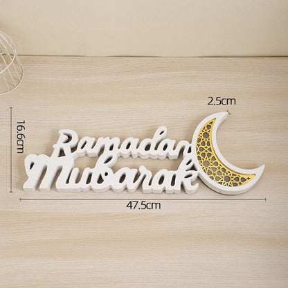 Ramadan Mubarak LED Moon Decor Crescent Craft Ornament (MAC393) - A-1 Thread Vault