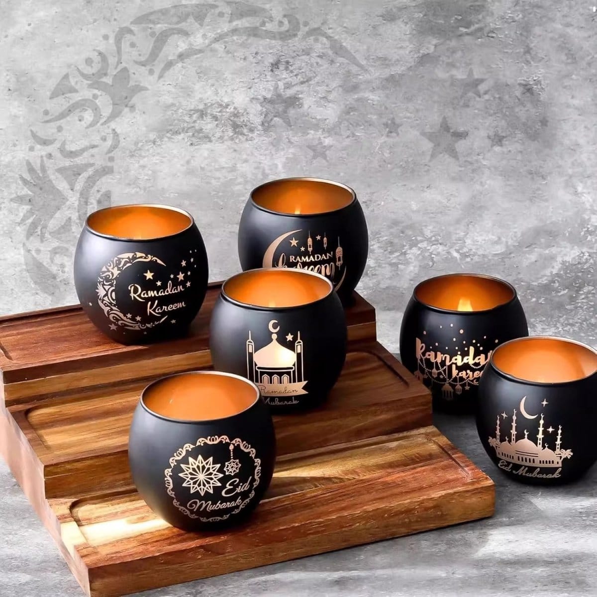 Ramadan Scented Candle Glass Holder Set (MAC391) - A-1 Thread Vault
