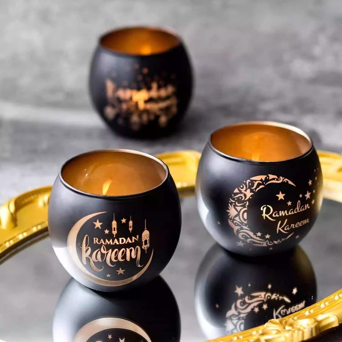 Ramadan Scented Candle Glass Holder Set (MAC391) - A-1 Thread Vault