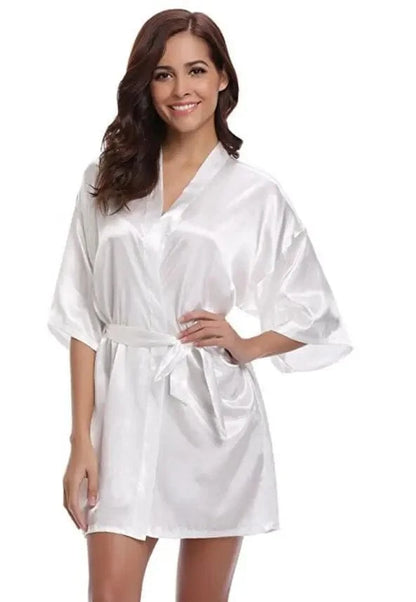RB032 2018 New Silk Kimono Robe Bathrobe Women Silk Bridesmaid Robes Sexy Navy Blue Robes Satin Robe Ladies Dressing Gowns - A-1 Thread Vault