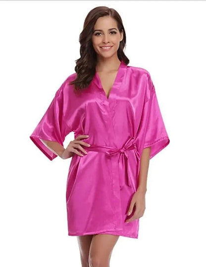 RB032 2018 New Silk Kimono Robe Bathrobe Women Silk Bridesmaid Robes Sexy Navy Blue Robes Satin Robe Ladies Dressing Gowns - A-1 Thread Vault