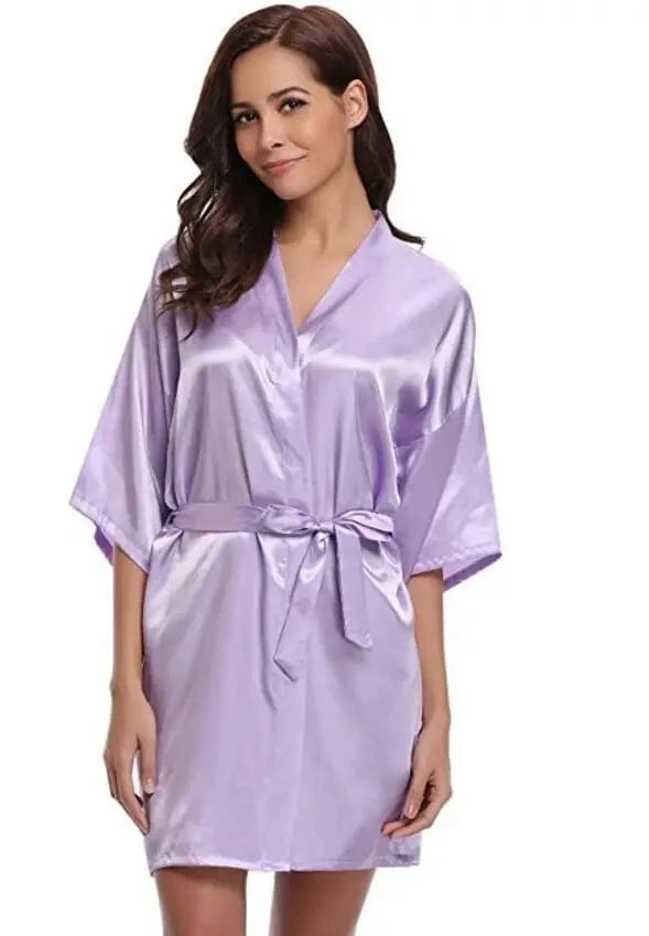 RB032 2018 New Silk Kimono Robe Bathrobe Women Silk Bridesmaid Robes Sexy Navy Blue Robes Satin Robe Ladies Dressing Gowns - A-1 Thread Vault