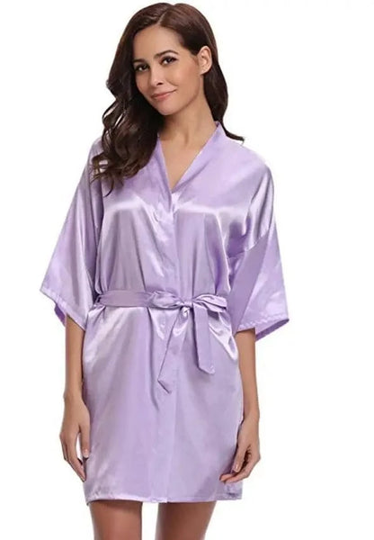 RB032 2018 New Silk Kimono Robe Bathrobe Women Silk Bridesmaid Robes Sexy Navy Blue Robes Satin Robe Ladies Dressing Gowns - A-1 Thread Vault