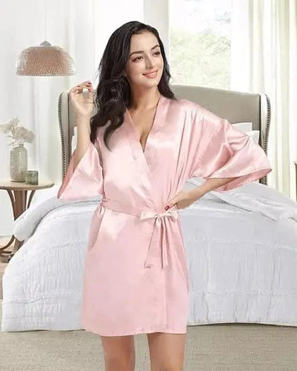 RB032 2018 New Silk Kimono Robe Bathrobe Women Silk Bridesmaid Robes Sexy Navy Blue Robes Satin Robe Ladies Dressing Gowns - A-1 Thread Vault