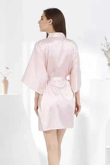 RB032 2018 New Silk Kimono Robe Bathrobe Women Silk Bridesmaid Robes Sexy Navy Blue Robes Satin Robe Ladies Dressing Gowns - A-1 Thread Vault