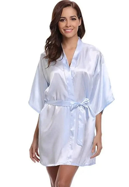RB032 2018 New Silk Kimono Robe Bathrobe Women Silk Bridesmaid Robes Sexy Navy Blue Robes Satin Robe Ladies Dressing Gowns - A-1 Thread Vault