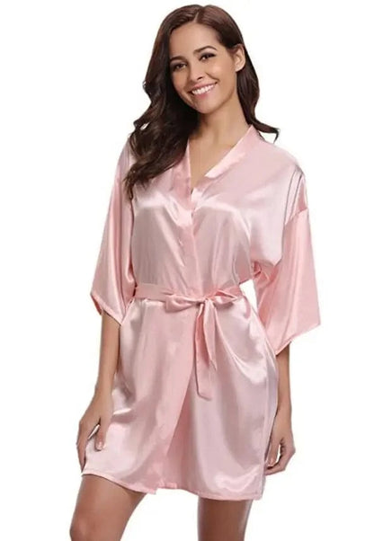 RB032 2018 New Silk Kimono Robe Bathrobe Women Silk Bridesmaid Robes Sexy Navy Blue Robes Satin Robe Ladies Dressing Gowns - A-1 Thread Vault